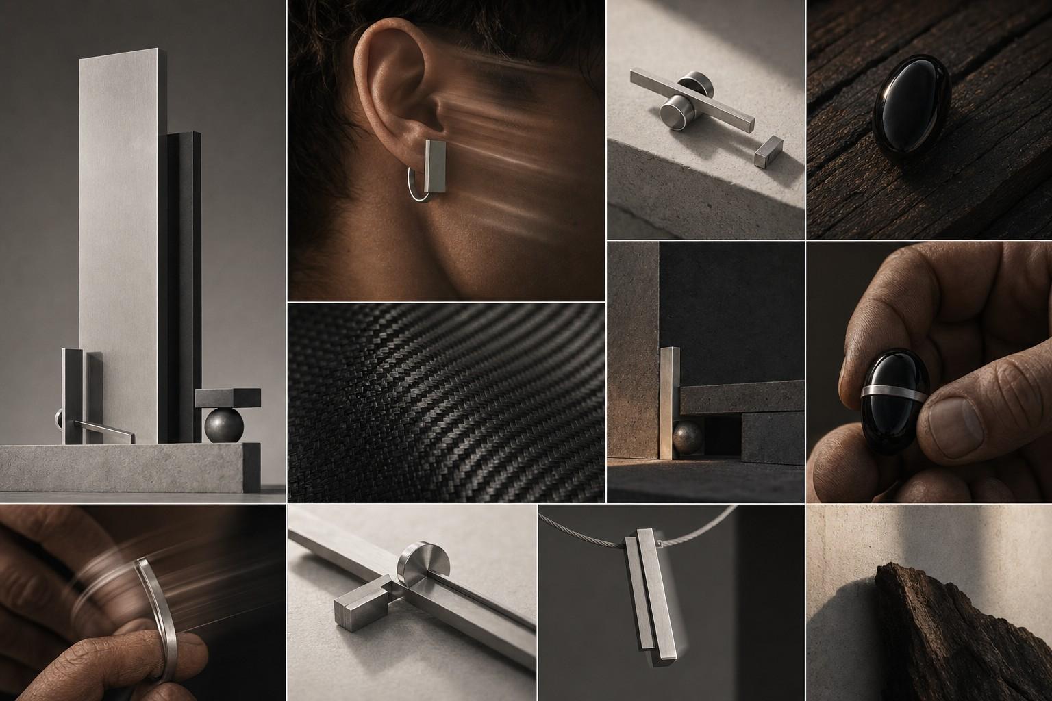 VDMN visual world combining silver, carbon, the body and natural materials